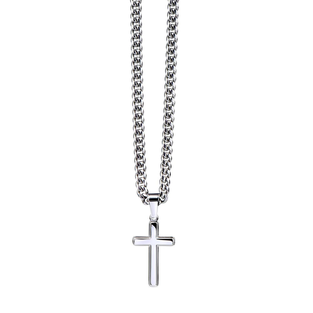 Jewelry "Have Faith" | Cuban Link Chain With Artisan Cross | Personalized Engraving.