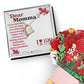 "Elegant Heart-Shaped Necklace with Brilliant Stone & Hand-Crafted Rose Bouquet - Perfect Gift Set"